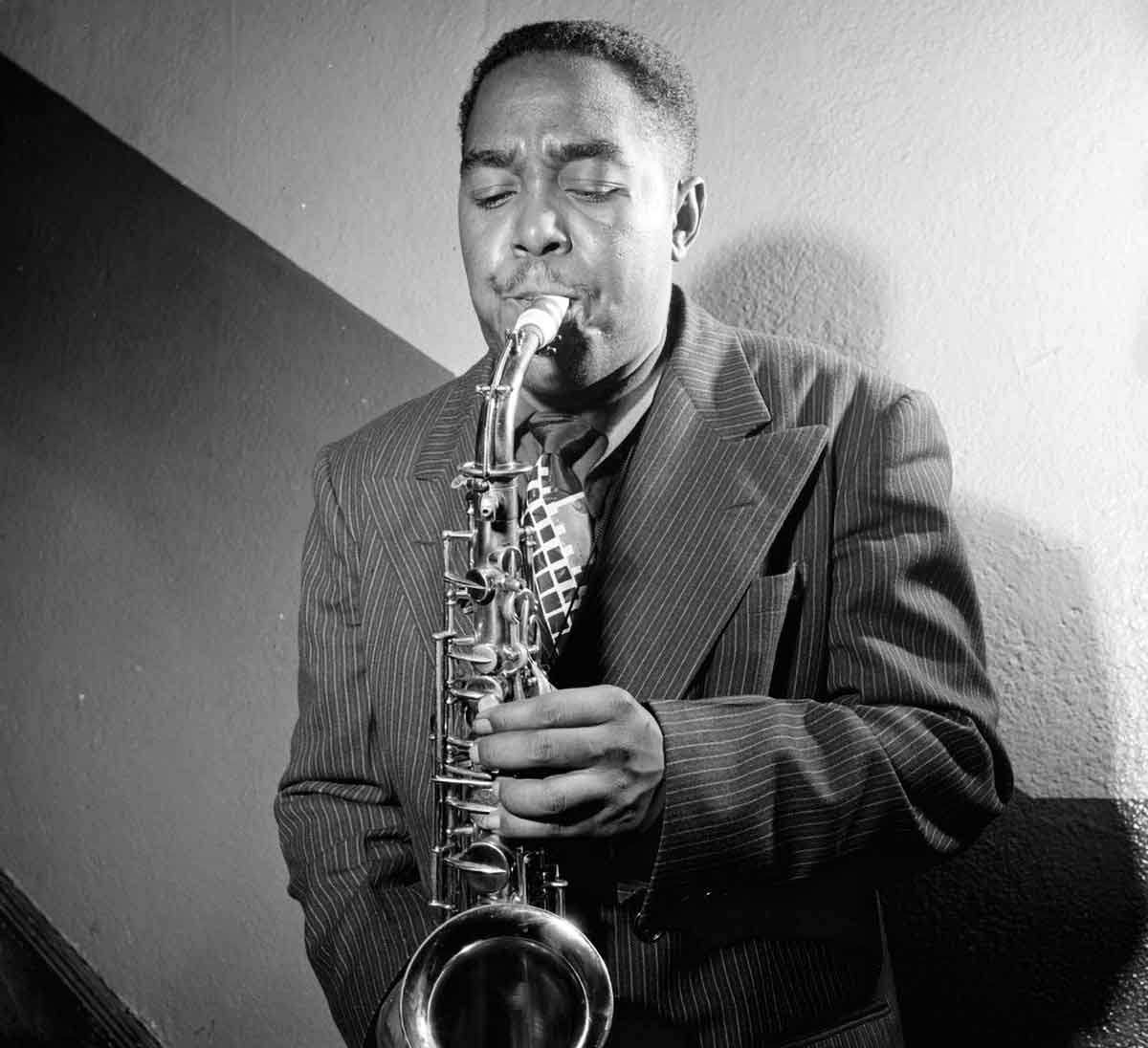 Architect of the avant-garde sound of bebop, Sax virtuoso Charlie Parker, pictured at Carnegie Hall, New York, 1947