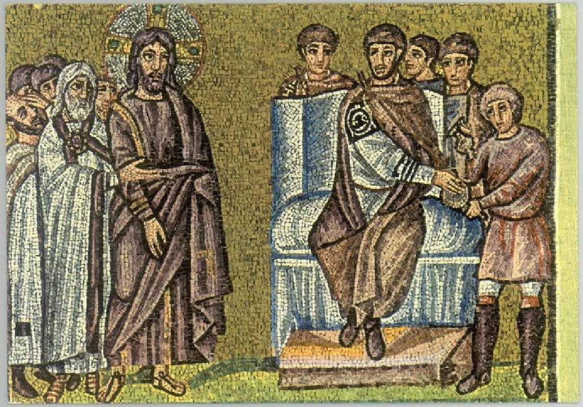 Christ before Pontius Pilate, 493 – 526 CE. Source: Basilica of Saint Apollinaire Nuovo, Ravenna