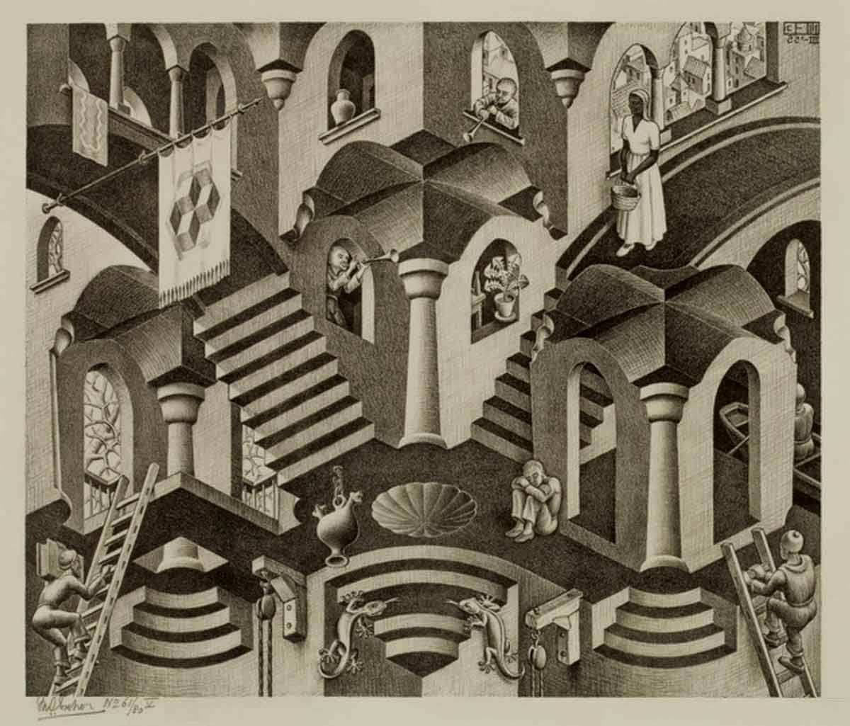 convex concave mc escher 1955