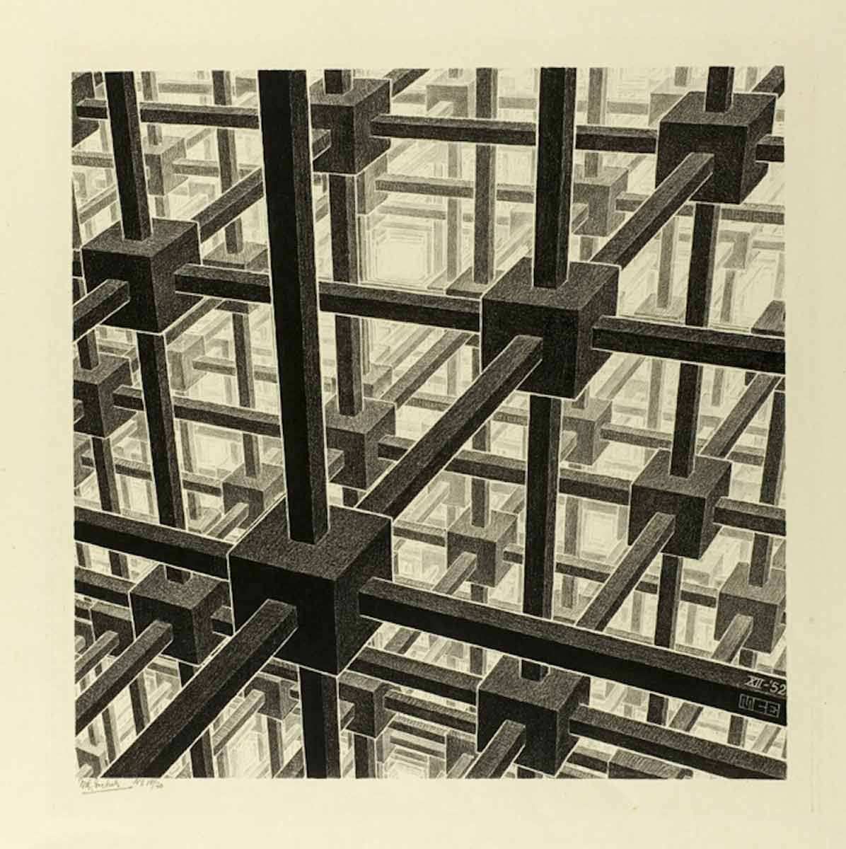 cubic space division mc escher 1952