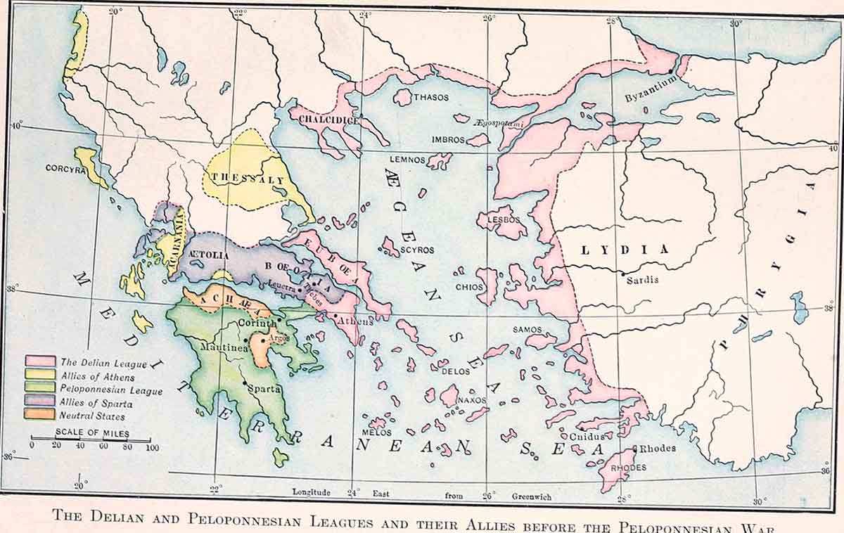 delian league peloponnesian allies map