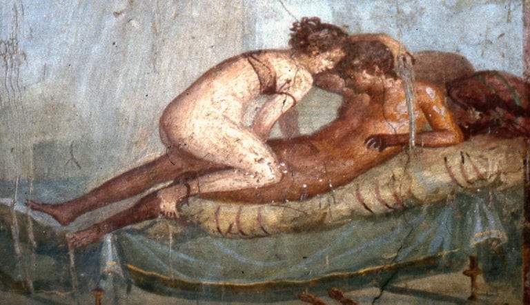 Erotic fresco from the House of the Centenary, via Ancient History Et Cetera