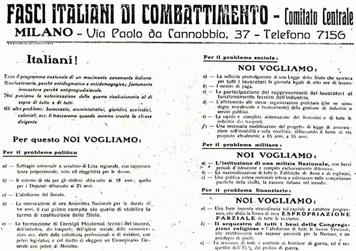 fasci italiani di combattimento mussolini