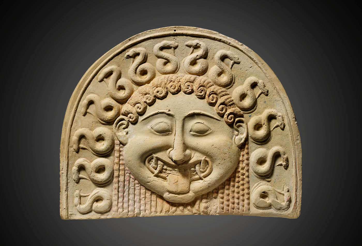 gorgoneion medusa head tile ceramic