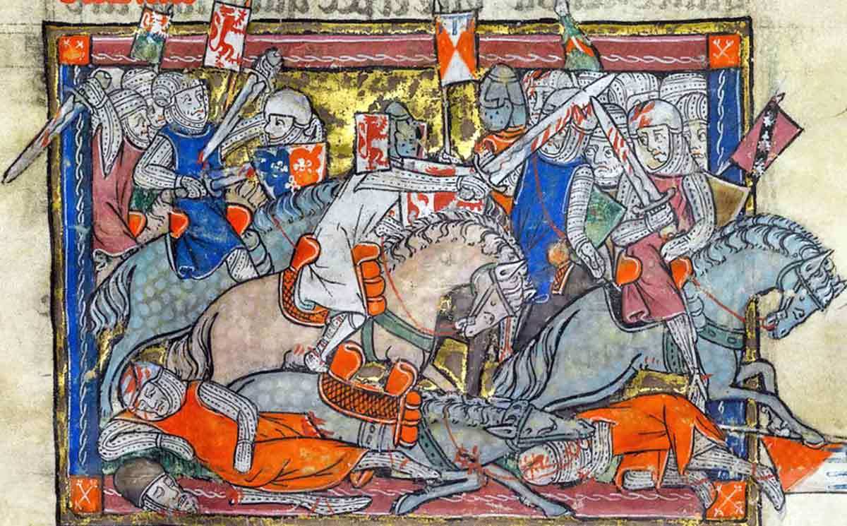 illustration king arthur fighting saxons arthurian legends