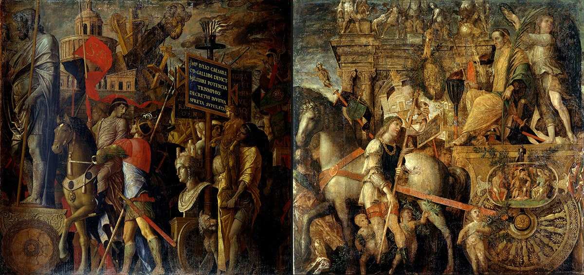 mantegna standards caesar chariot painting