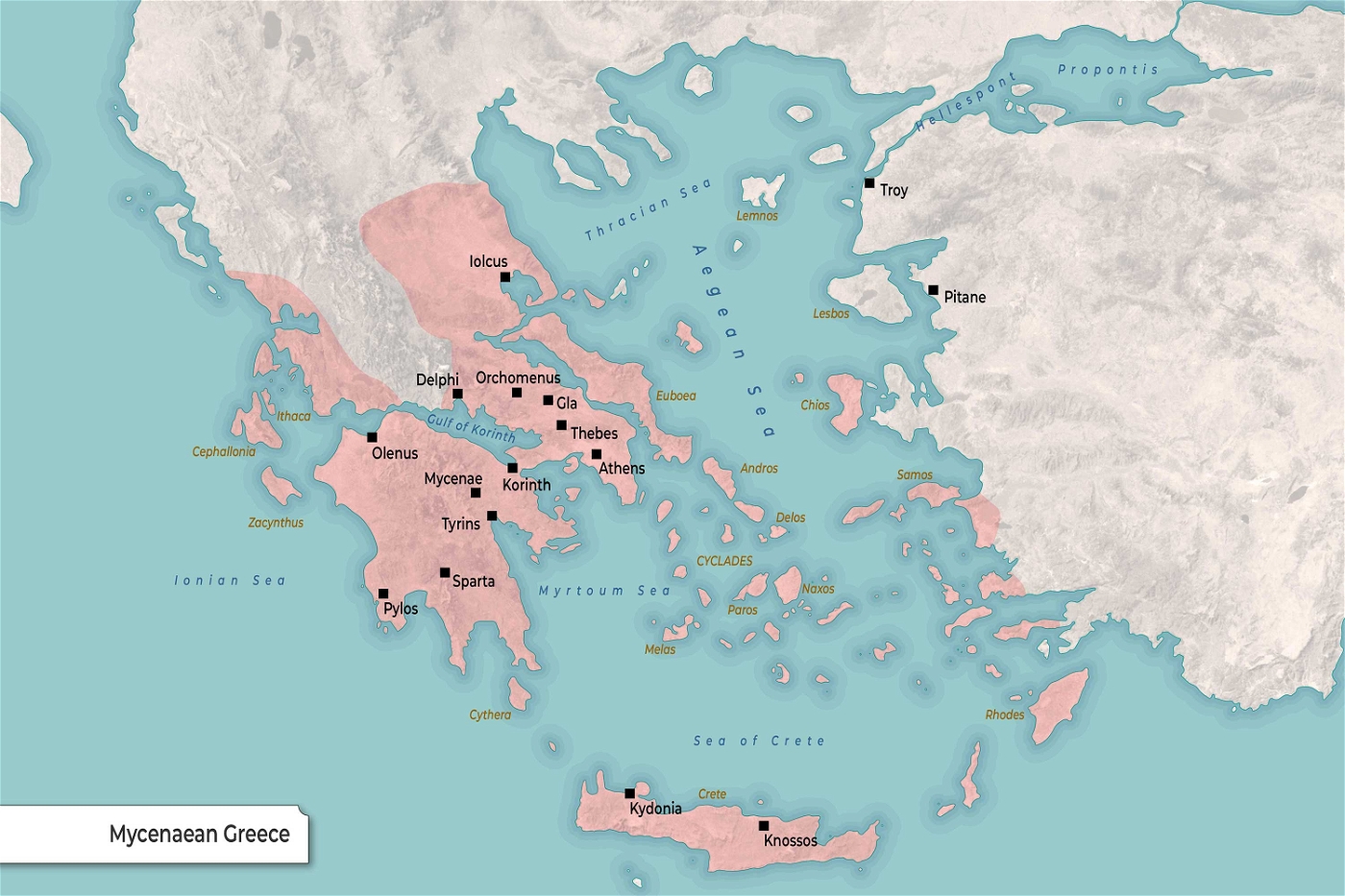 Map of Mycenaean Greece