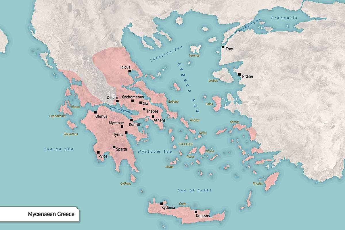 Map of Mycenaean Greece