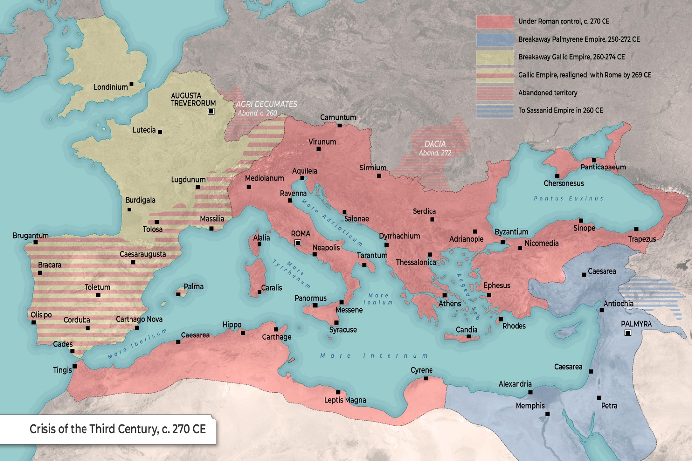 Map of the Roman Empire During the Crisis of the Third Century