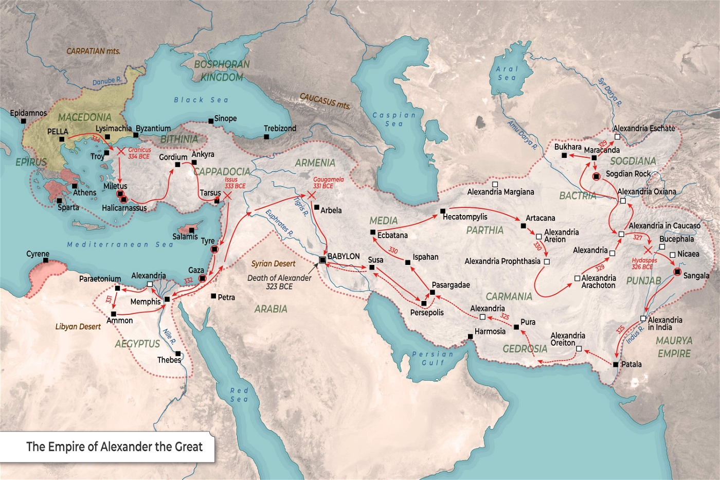 Map of Alexander the Great’s Empire