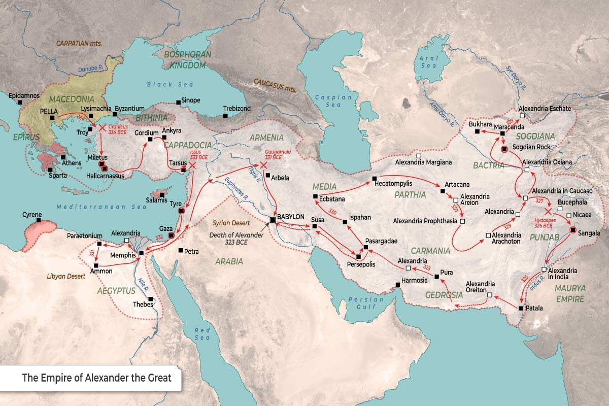 Map of the empire of Alexander the Great