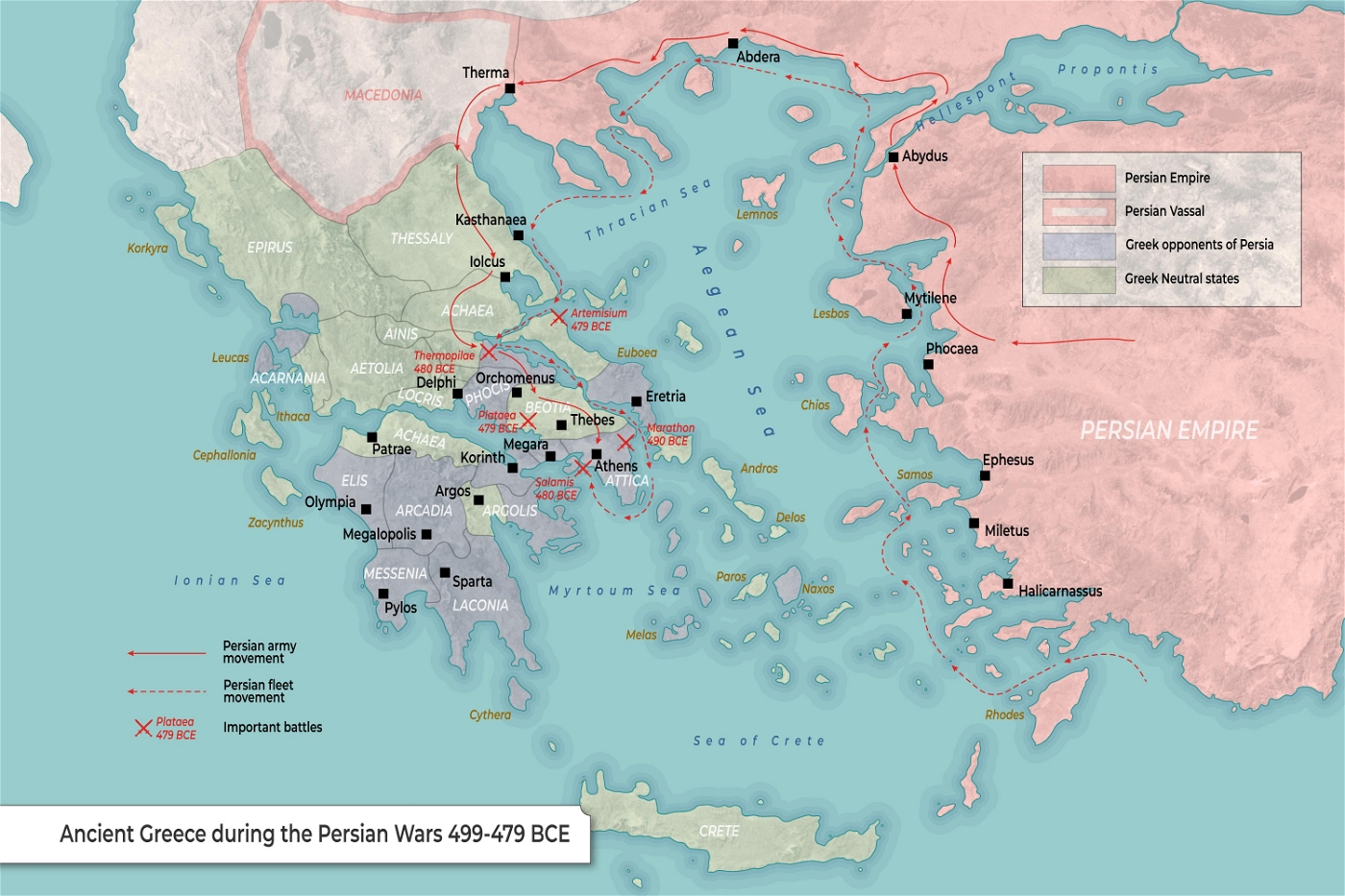 Map of the Greco-Persian Wars