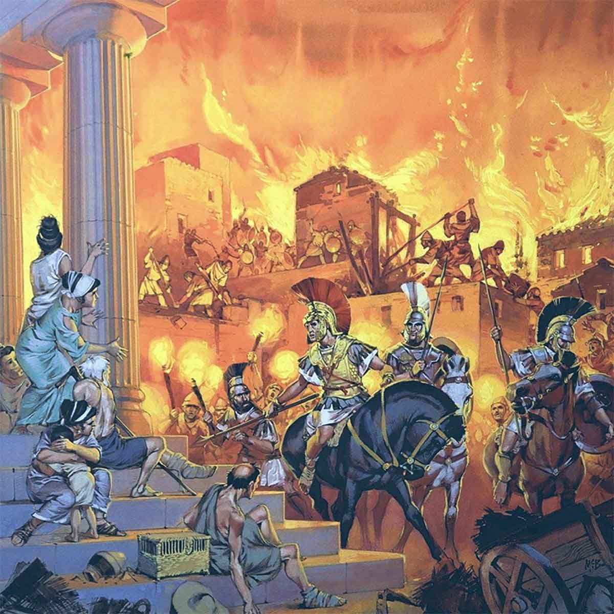 mcbride battle of thebes city aflame