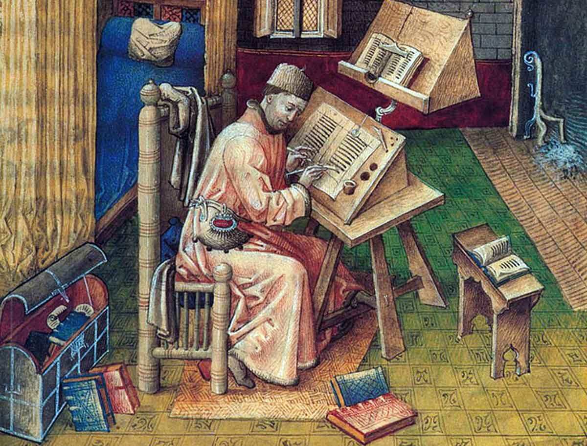 Medieval Scribe Jean Miélot. Source: Library of Congress