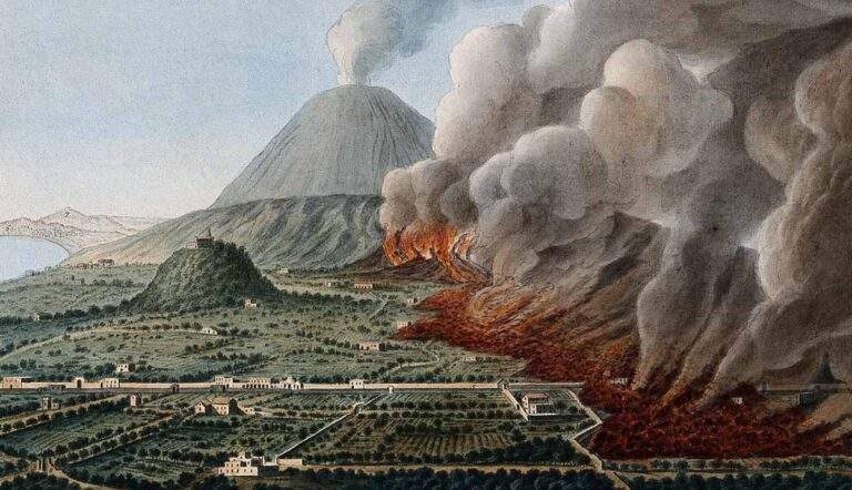 mount vesuvius volcano eruption etching