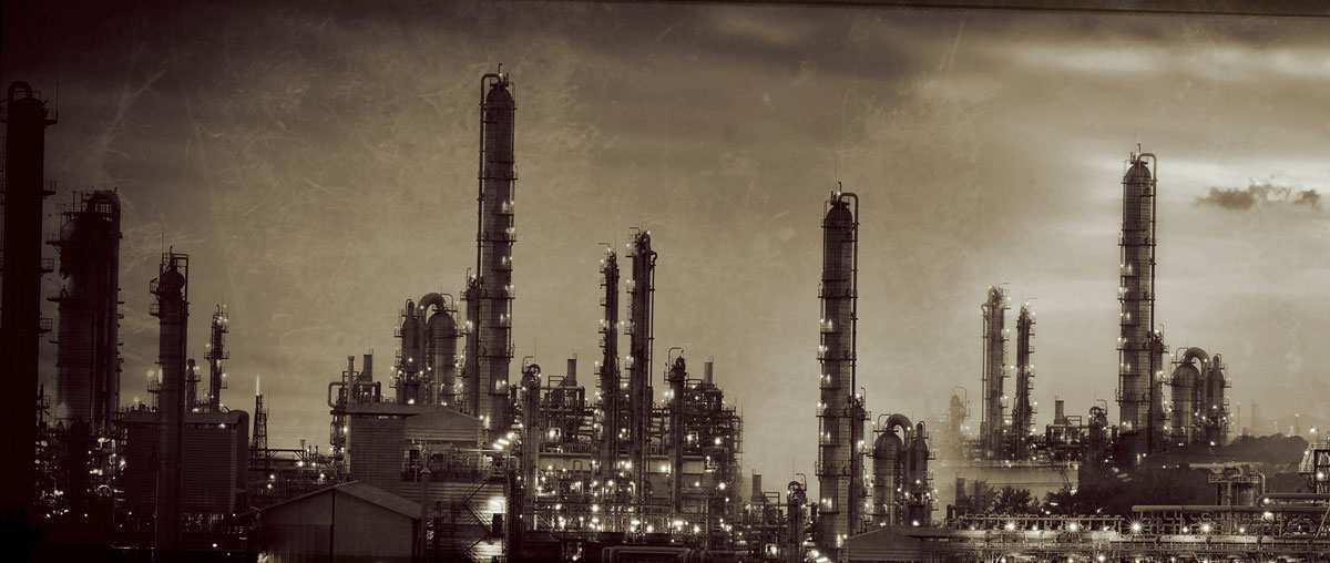 oil refinery evening