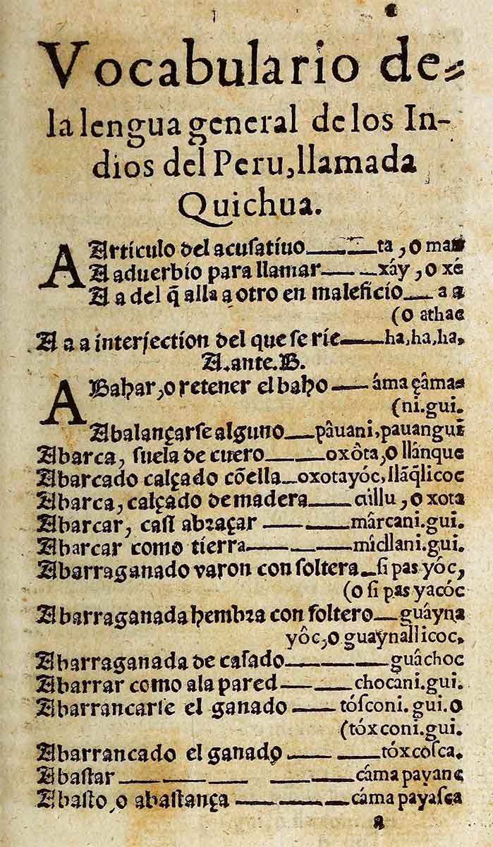 quechua lexicon first