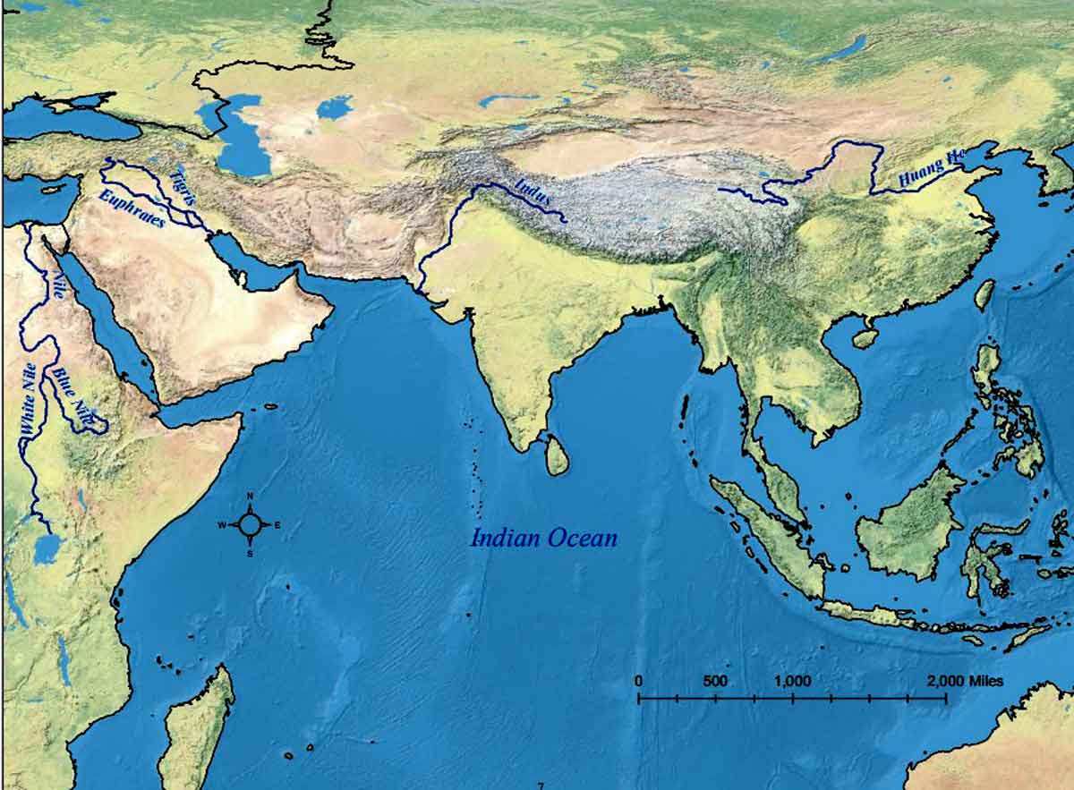 river valley early civilizations map