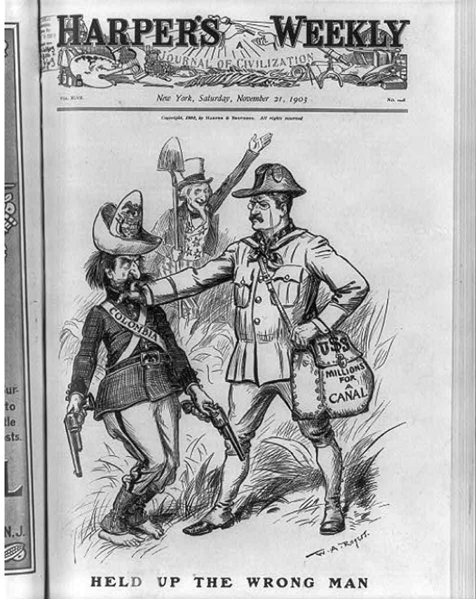 teddy roosevelt panama canal political cartoon