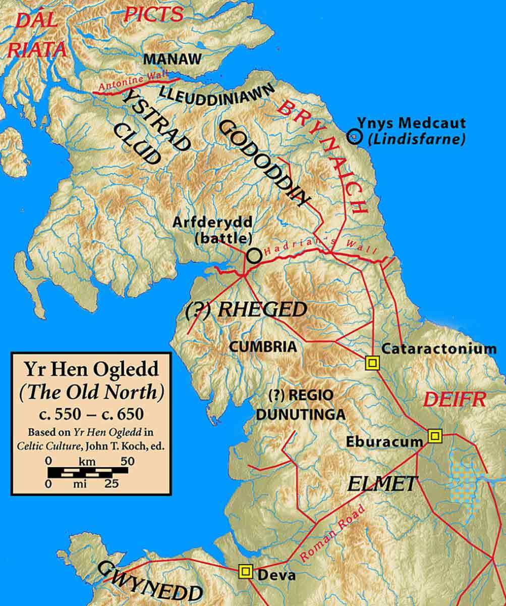 urien rheged kingdom map arthurian legends