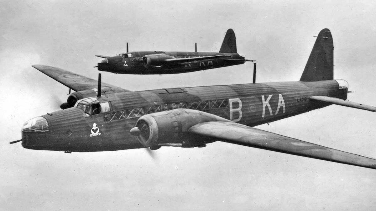 Vickers Wellingtons of 9 Squadron in flight during 1938